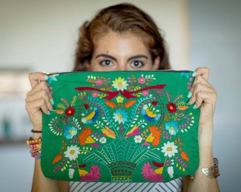 SALE Clutch Mexican Embroidery FREE SHIPPING Oversized image 0