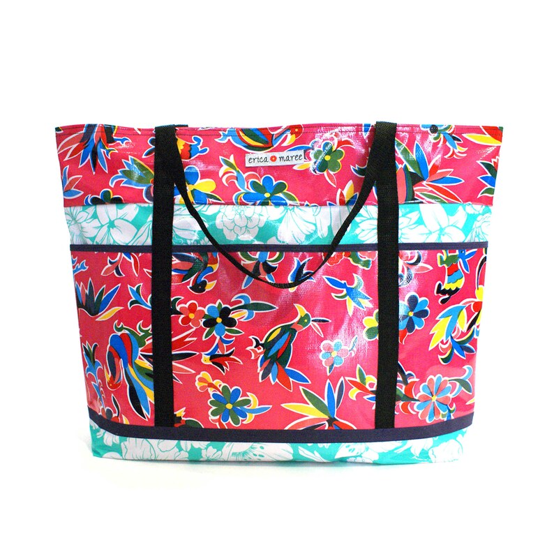 Mexican Beach Bag in Oil Cloth Playa Grande Large Tote Etsy