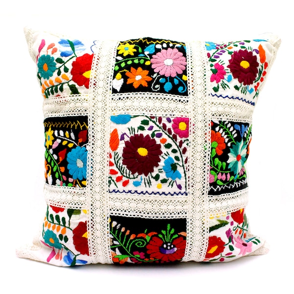 Taiz Pillow Case Embroidered Throw Pillow Cover Sets for a Boho Home Vibe or Fiesta Party Decor Maximalism Decorations