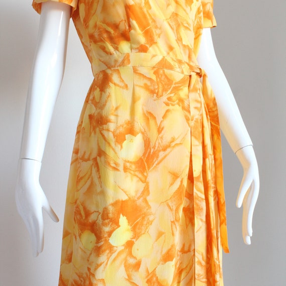 Escada Silk Wrap Dress Abstract Floral Print Vint… - image 8