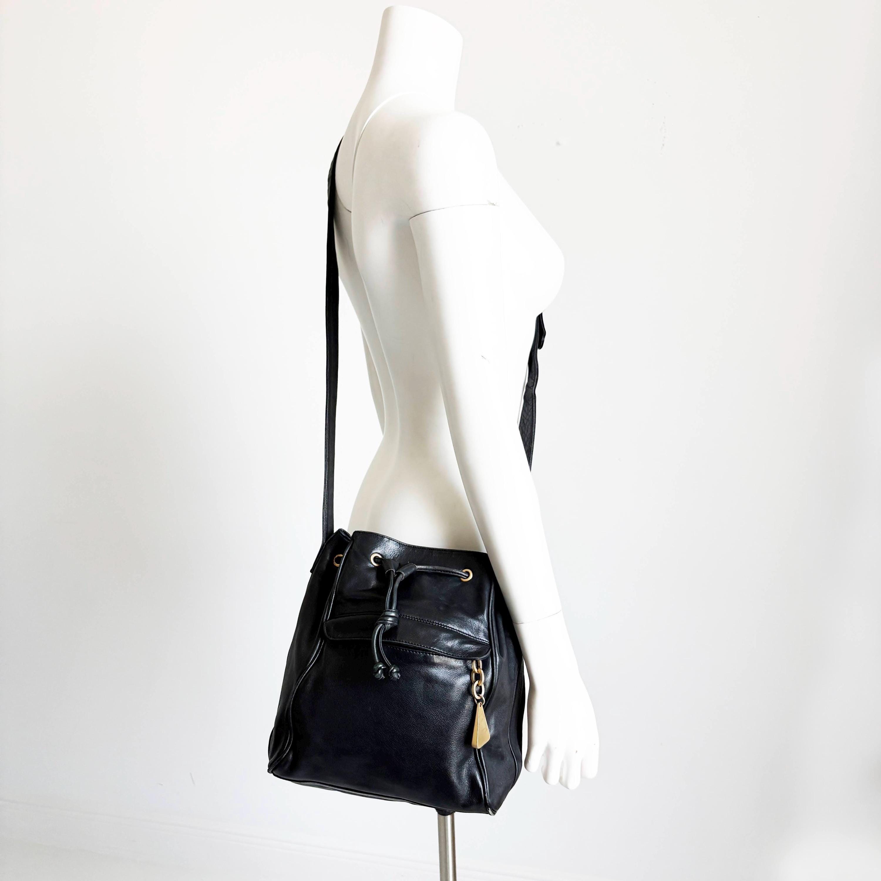 Vintage Americana Sharif Black Backpack Leather Drawstring Shoulder bag Large Americana by sharif drawstring tote leather | Mercari main image 4