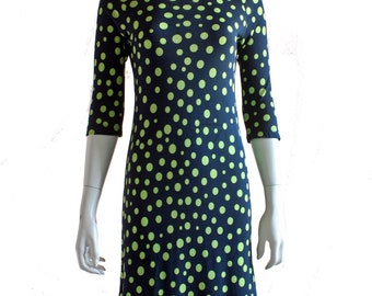 Averardo Bessi Navy Lime Polka Dot Silk Dress