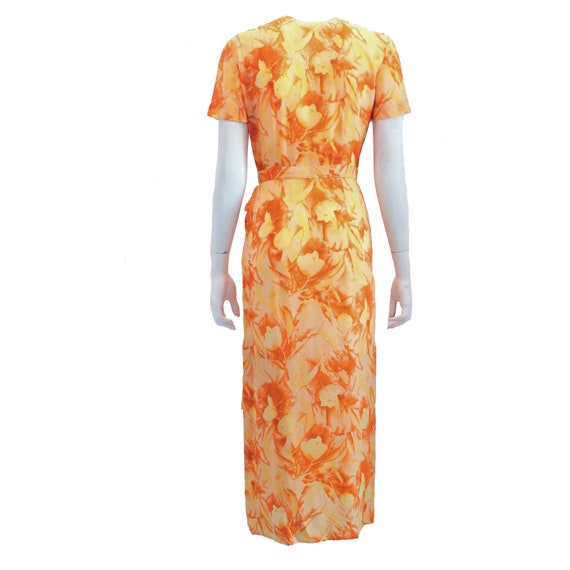 Escada Silk Wrap Dress Abstract Floral Print Vint… - image 3