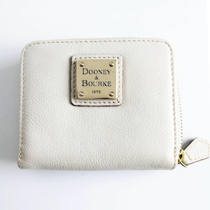 Dooney & Bourke Pebble Leather Zip Aound Wallet White Ivory Vintage