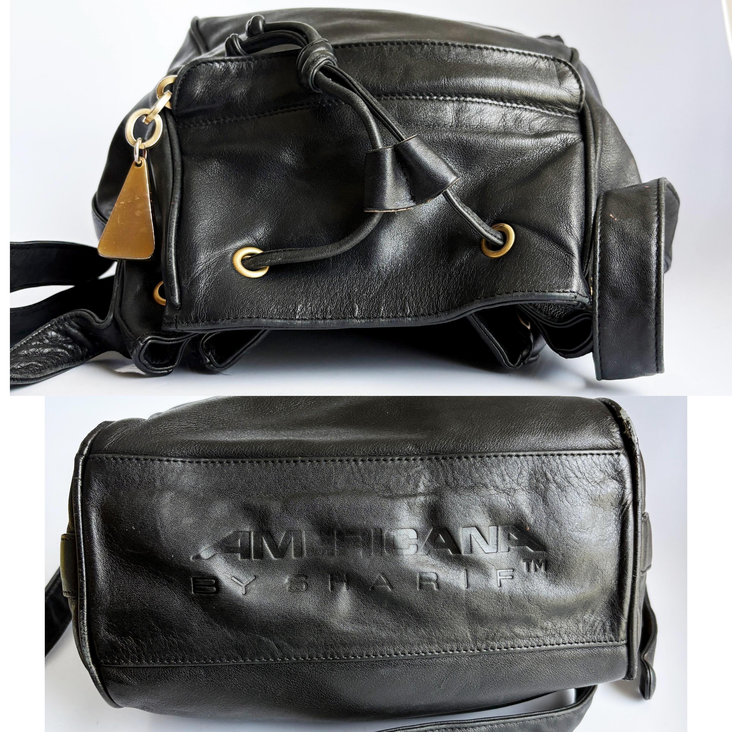 Vintage Americana Sharif Black Backpack Leather Drawstring Shoulder bag Large Americana by sharif drawstring tote leather | Mercari main image 2