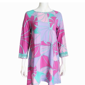 dress in floral and abstract geometric printed silk jersey Bessi custom_made