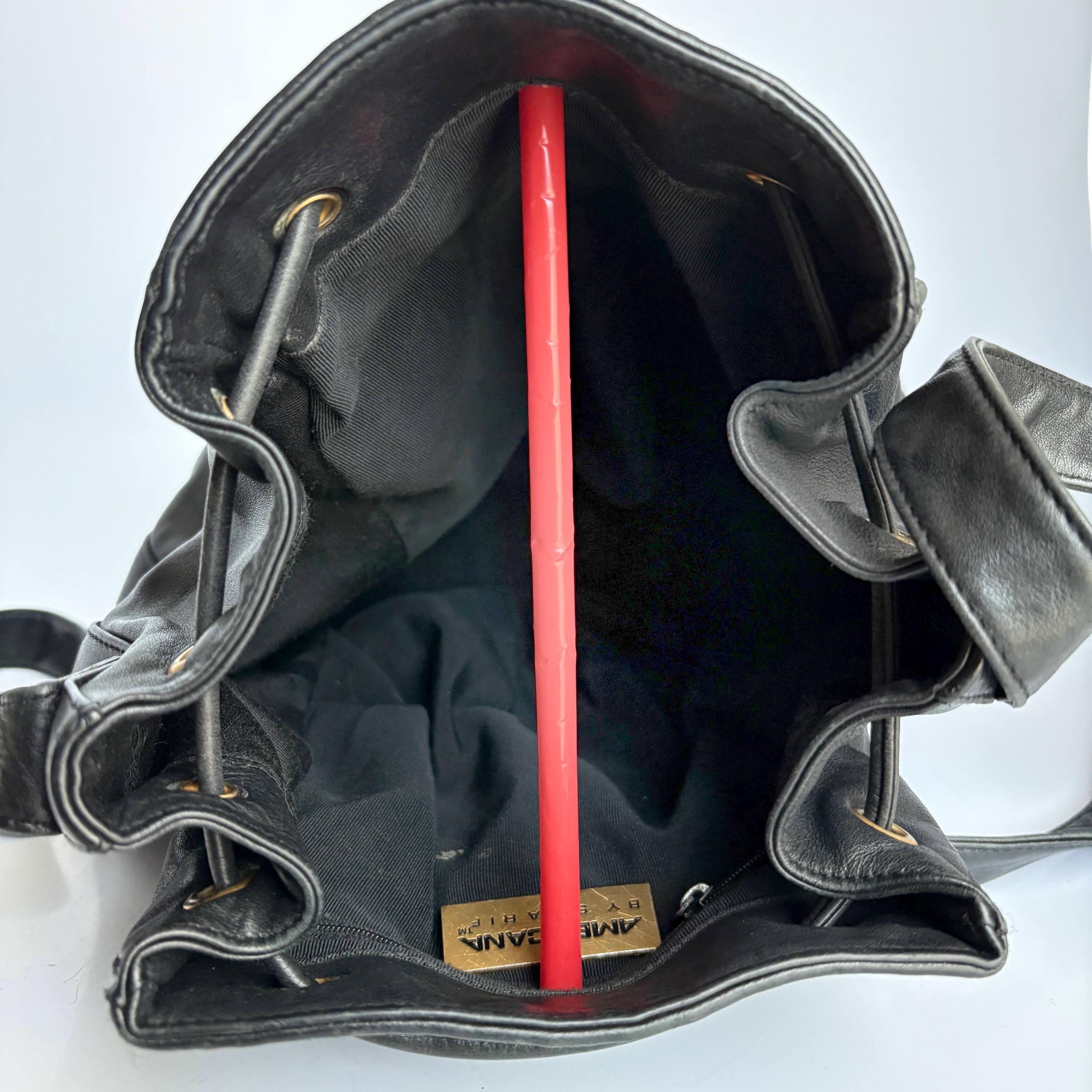 Americana by Sharif Drawstring Bag Black Leather Retro 80s  display picture 1