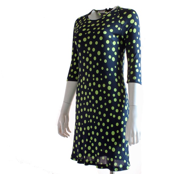 Averardo Bessi Navy Lime Polka Dot Silk Dress - image 2