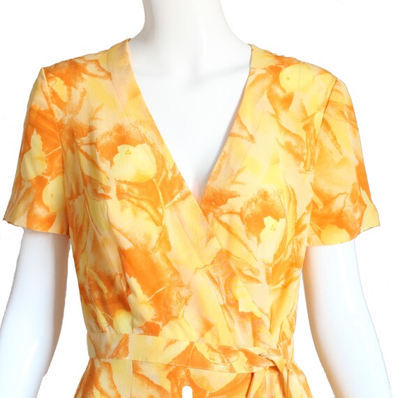 Escada Silk Wrap Dress Abstract Floral Print Vint… - image 7