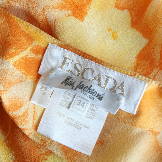 Escada Silk Wrap Dress Abstract Floral Print Vint… - image 10