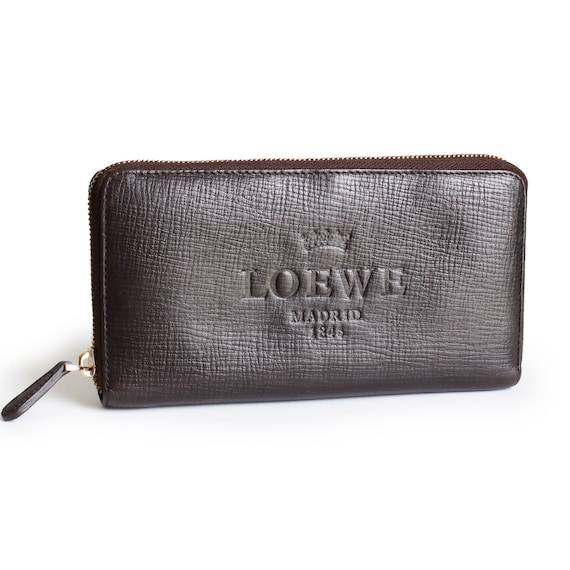 LOEWE Madrid Zippy Wallet Brown Textured Epi Leath