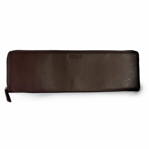 Estuche de cuero para corbata Coach estilo 7320, vintage, años 90, marrón, para viajes de negocios