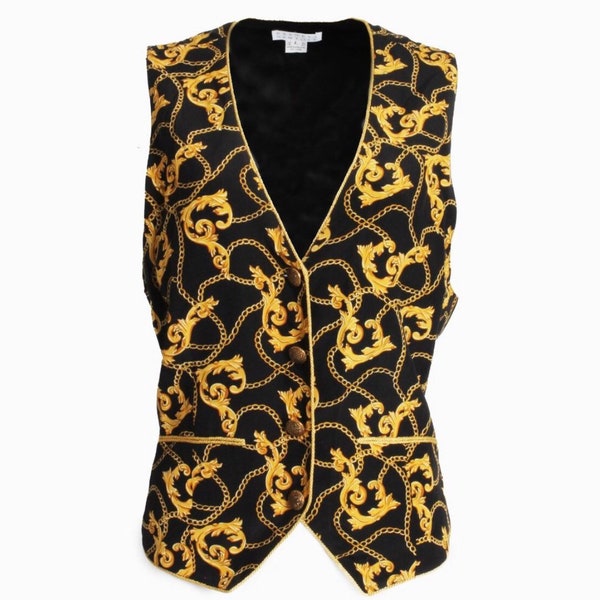 Black Vest Gold Trim Etsy