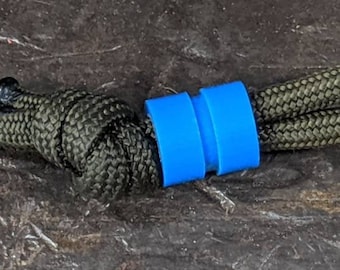Medium Blue G10 Lanyard Bead With One Groove and a Free Paracord Lanyard