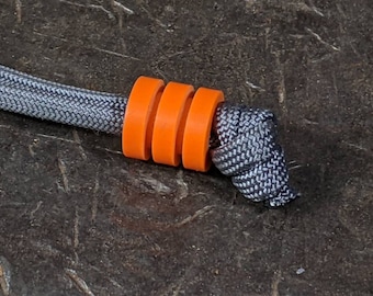 Large Orange G10 Lanyard Bead With Two Grooves and a Free Paracord Lanyard