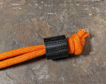 Large Simple Black Micarta Lanyard Bead and a Free Paracord Lanyard