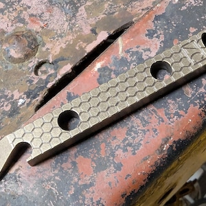 Brass Hex Pattern Pry Bar with Patina