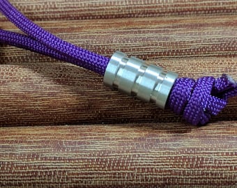 Medium Aluminum Lanyard Bead With Three Grooves and a Free Paracord Lanyard