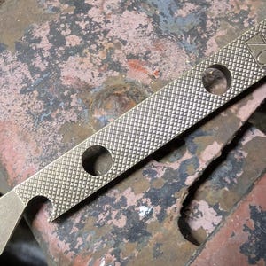 Brass Knurled Pattern Pry Bar with Patina