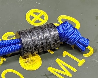 Large Black Micarta Lanyard Bead with Free Paracord Lanyard