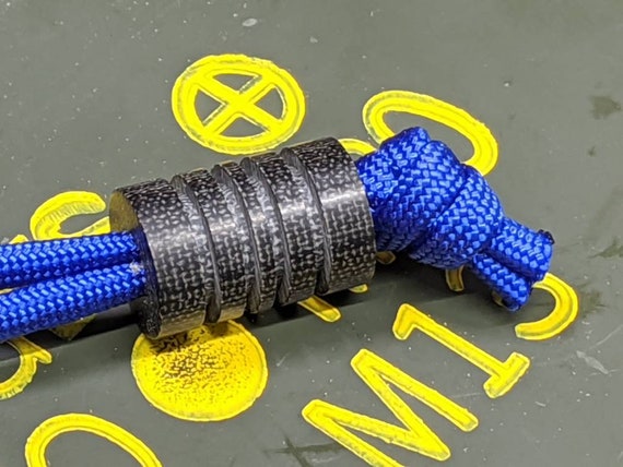 Large Black Micarta Lanyard Bead with Free Paracord Lanyard