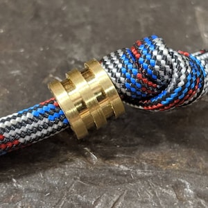 Small Brass Lanyard Bead with 2 Grooves and a Free Paracord Lanyard