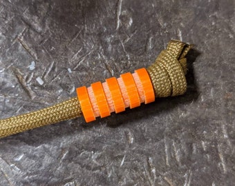 Medium Orange G10 Lanyard Bead With Four Grooves and a Free Paracord Lanyard