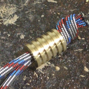 Large Brass Lanyard Bead With 5 Grooves and a Free Paracord Lanyard