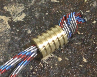 Large Brass Lanyard Bead With 5 Grooves and a Free Paracord Lanyard