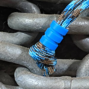 Medium Blue G10 Lanyard Bead With Two Grooves and a Free Paracord Lanyard