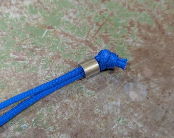 Patinaed Simple Small Brass Lanyard Bead with Free Paracord Lanyard