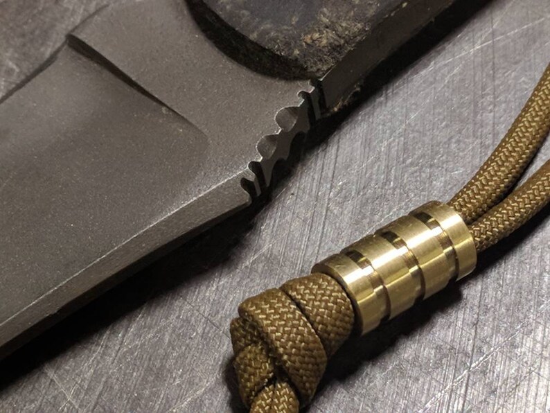 Medium Brass Lanyard Bead With Three Grooves and a Free Etsy