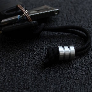 Large Aluminum Lanyard Bead With Two Grooves and a Free Paracord Lanyard