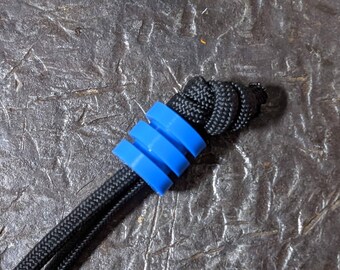 Large Blue Delrin Acetal Lanyard Bead With 2 Grooves and a Free Paracord Lanyard