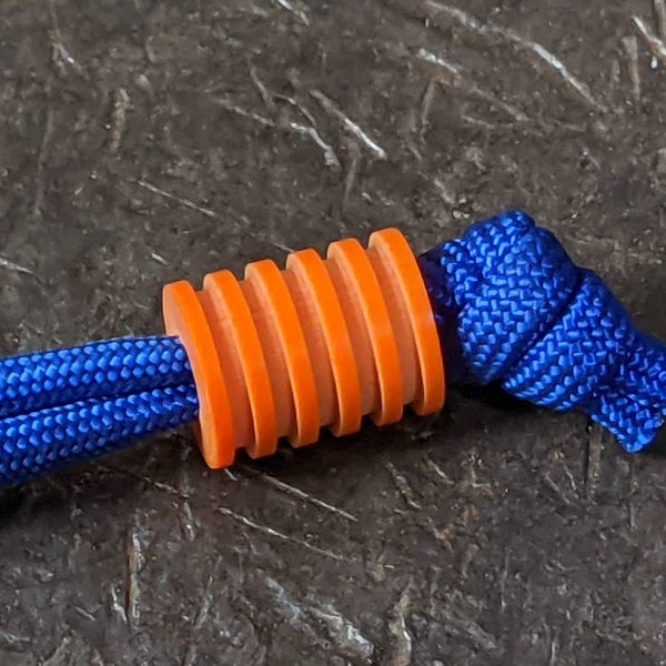 Large Orange G10 Lanyard Bead With 5 Grooves and a Free Paracord Lanyard