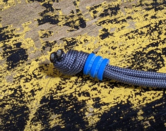 Small Blue G10 Lanyard Bead with 2 Grooves and a Free Paracord Lanyard