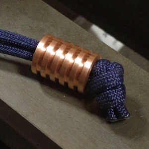 Large Copper Lanyard Bead With 5 Grooves and a Free Paracord Lanyard