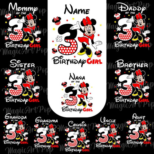 3rd Birthday Girl Mouse Svg Png, Family Birthday Girl Svg, 3 Year Old Girl Svg, Third Birthday Svg, Princess Birthday Svg, Third BdayShirt