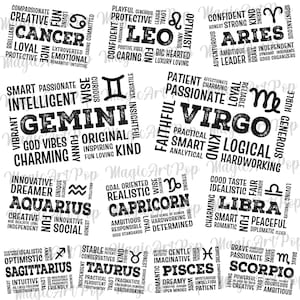 Stjärntecken Svg Png-paket, Horoskop Svg, Astrologitecken Svg, Positiva Stjärntecken T-shirts Designs Svg, Stjärnteckencitat Svg, Stjärnteckensymboler Svg