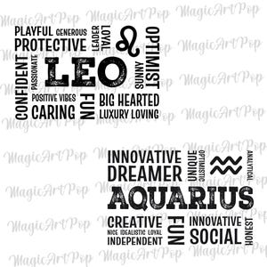 Stjärntecken Svg Png-paket, Horoskop Svg, Astrologitecken Svg, Positiva Stjärntecken T-shirts Designs Svg, Stjärnteckencitat Svg, Stjärnteckensymboler Svg bild 3