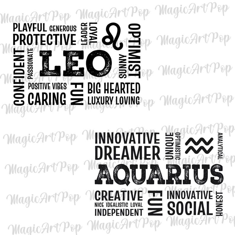 Stjärntecken Svg Png-paket, Horoskop Svg, Astrologitecken Svg, Positiva Stjärntecken T-shirts Designs Svg, Stjärnteckencitat Svg, Stjärnteckensymboler Svg bild 3