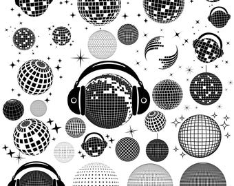 Disco Ball Svg Png Bunble, Mirror Ball Svg, Discoball 70 Png for Cricut or Sublimation