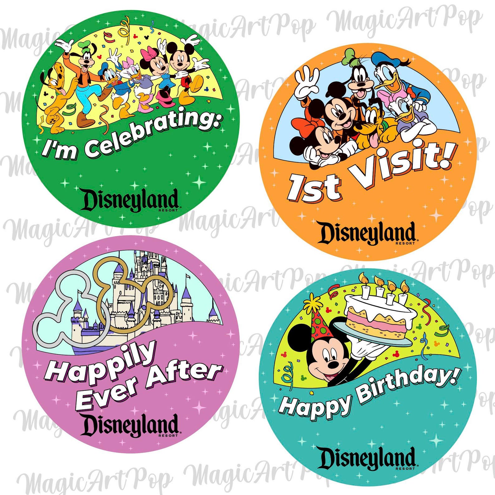 Universal First Visit Buttons Bundle Buttons Svg Png, 1st Visit Happy Birthday Svg, Happily Ever ...