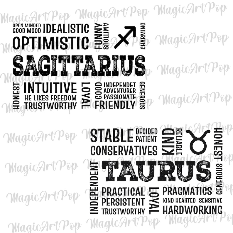 Stjärntecken Svg Png-paket, Horoskop Svg, Astrologitecken Svg, Positiva Stjärntecken T-shirts Designs Svg, Stjärnteckencitat Svg, Stjärnteckensymboler Svg bild 7