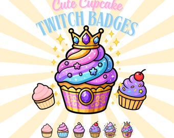 Cupcake Twitch Badges – Ícones de Fidelidade para Inscritos de Streamers (Download Digital)