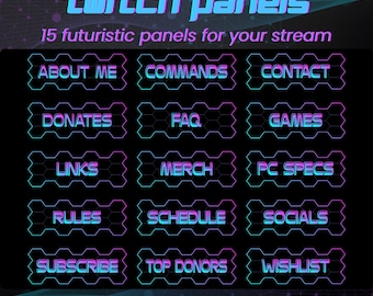 Cyber Neon Twitch Panels: Sci-Fi Stream Etiketten (Instant Download)