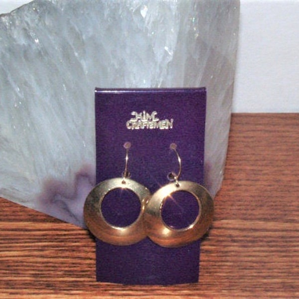 Authentic Vintage Kim Craftsmen gold tone pierced Earring from Wood Stock era ! Free Shipping !