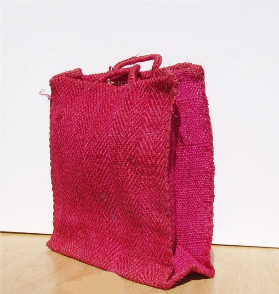 Vintage 1970's Large hand made Pink beach straw b… - image 2