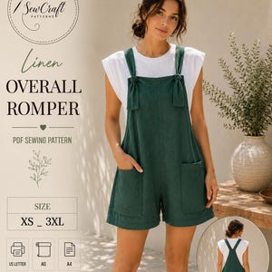Women’s Romper Sewing Pattern PDF, Overall Romper Pattern, Dungaree Sewing Pattern, Linen Playsuit Pattern, Summer Romper Pattern, Beginner