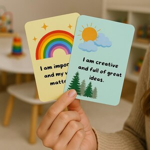 Cartões de Afirmação Positiva para Crianças | 30 Cartões Motivacionais e Conscientes para Crianças | Aumente a Confiança e a Autoestima | Ferramenta para Acalmar